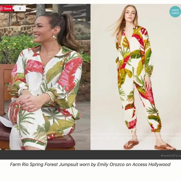 NWT Farm Rio Spring Forest Jumpsuit Tropical Linen Blend Slouchy As Seen On XS - Picture 4 of 15